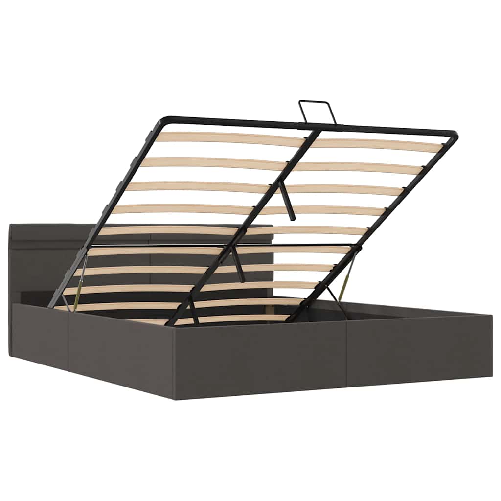 vidaXL Πλαίσιο Κρεβατιού με Αποθ. Χώρο/LED Σκ. Γκρι 160x200 εκ. Ύφασμα