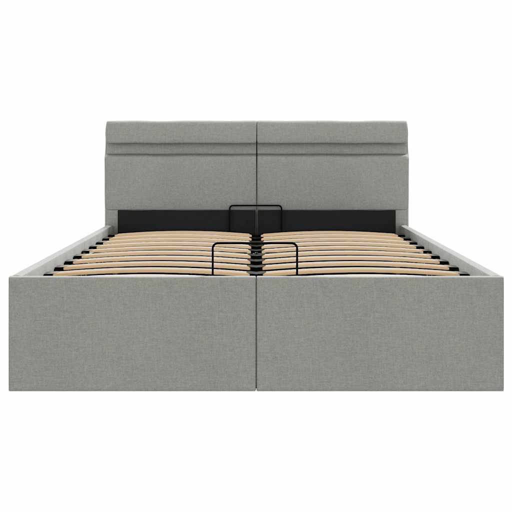 vidaXL Πλαίσιο Κρεβατιού με Αποθ. Χώρο/LED Αν. Γκρι 140x200 εκ. Ύφασμα