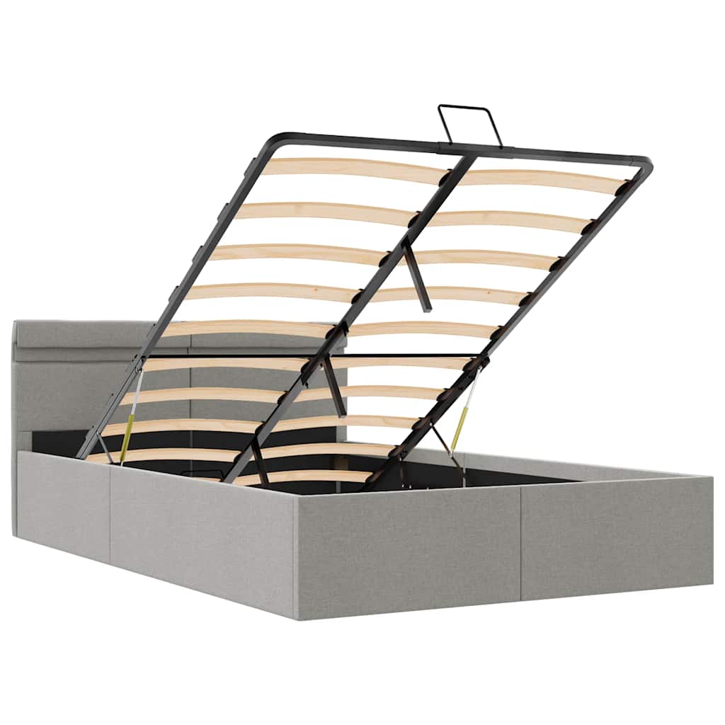 vidaXL Πλαίσιο Κρεβατιού με Αποθ. Χώρο/LED Αν. Γκρι 140x200 εκ. Ύφασμα