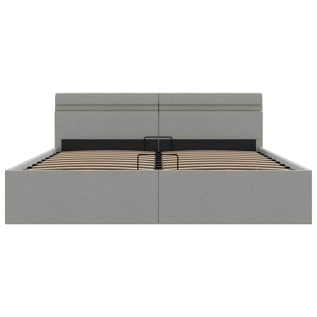 vidaXL Πλαίσιο Κρεβατιού με Αποθ. Χώρο/LED Αν. Γκρι 160x200 εκ. Ύφασμα