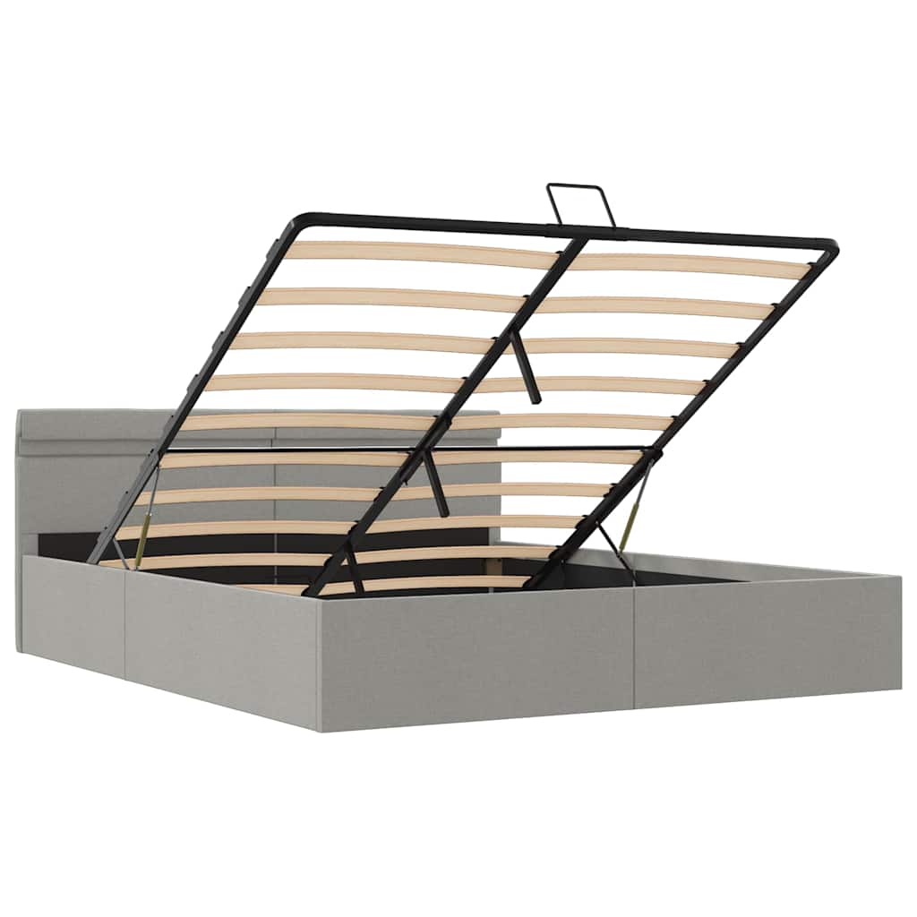 vidaXL Πλαίσιο Κρεβατιού με Αποθ. Χώρο/LED Αν. Γκρι 160x200 εκ. Ύφασμα