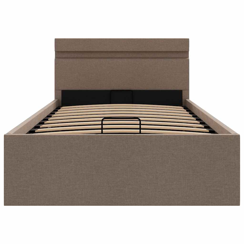 vidaXL Πλαίσιο Κρεβατιού με Αποθ. Χώρο/LED Taupe 90x200 εκ. Ύφασμα