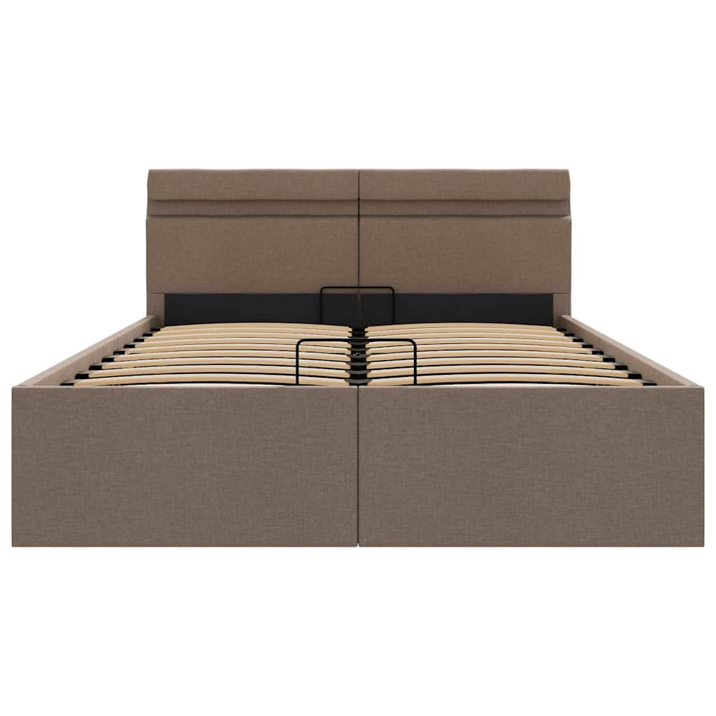 vidaXL Πλαίσιο Κρεβατιού με Αποθ. Χώρο/LED Taupe 120x200 εκ. Ύφασμα