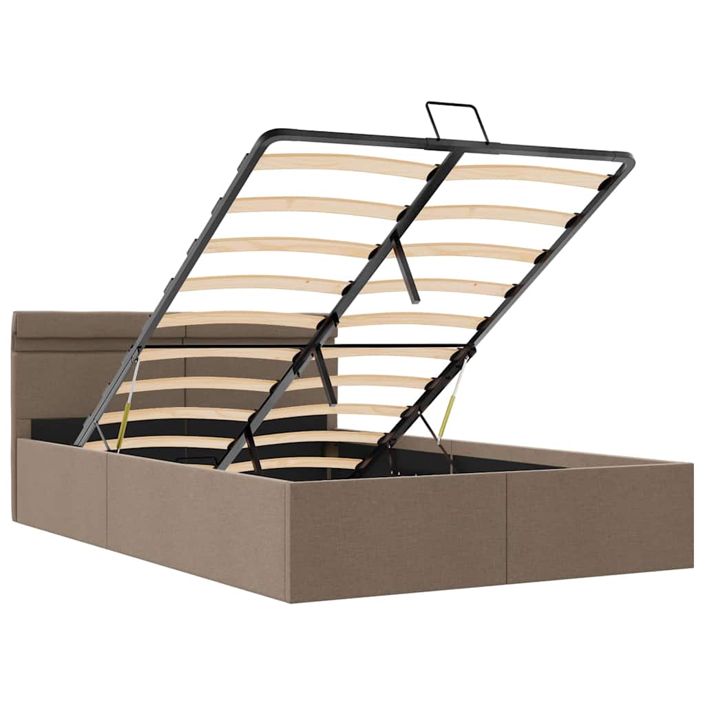 vidaXL Πλαίσιο Κρεβατιού με Αποθ. Χώρο/LED Taupe 120x200 εκ. Ύφασμα
