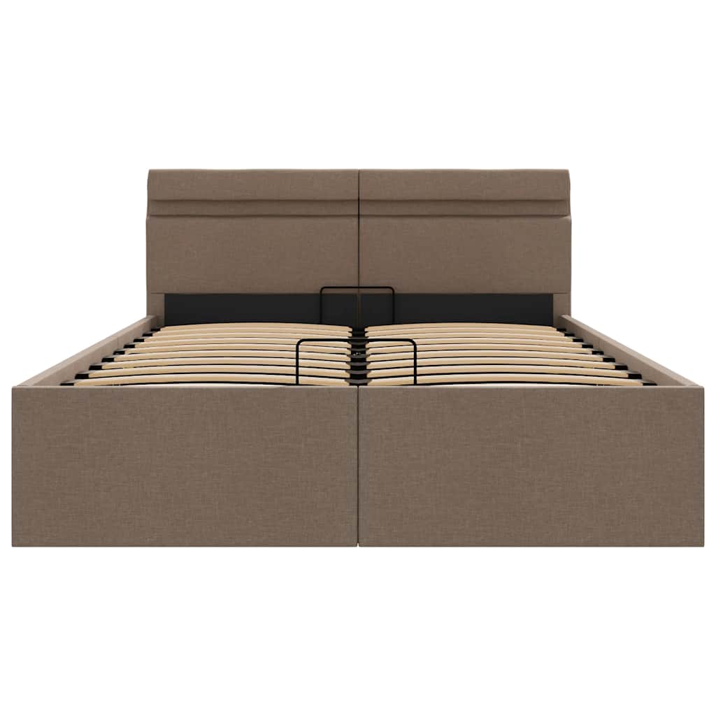 vidaXL Πλαίσιο Κρεβατιού με Αποθ. Χώρο/LED Taupe 140x200 εκ. Ύφασμα