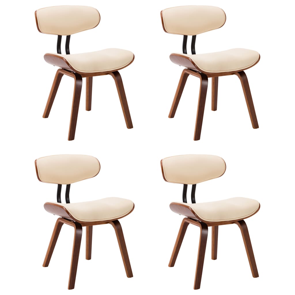 vidaXL Καρέκλες Τραπεζαρίας 4 τεμ. Κρεμ Λυγισμένο Ξύλο/Συνθετικό Δέρμα