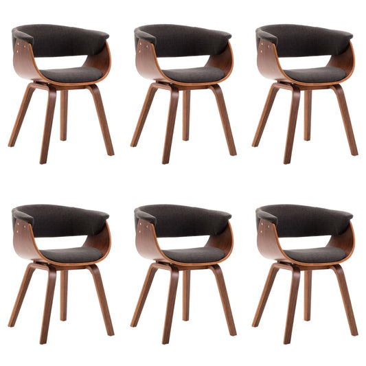 vidaXL Καρέκλες Τραπεζαρίας 6 τεμ. από Λυγισμένο Ξύλο / Γκρι Ύφασμα