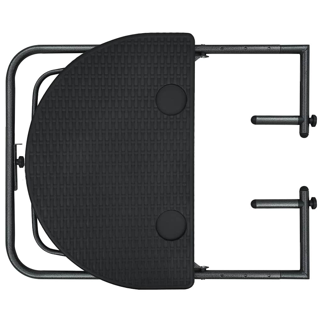 vidaXL Τραπέζι Μπαλκονιού Κρεμαστό Μαύρο 60x64x83,5 εκ. Πλαστικό Ρατάν