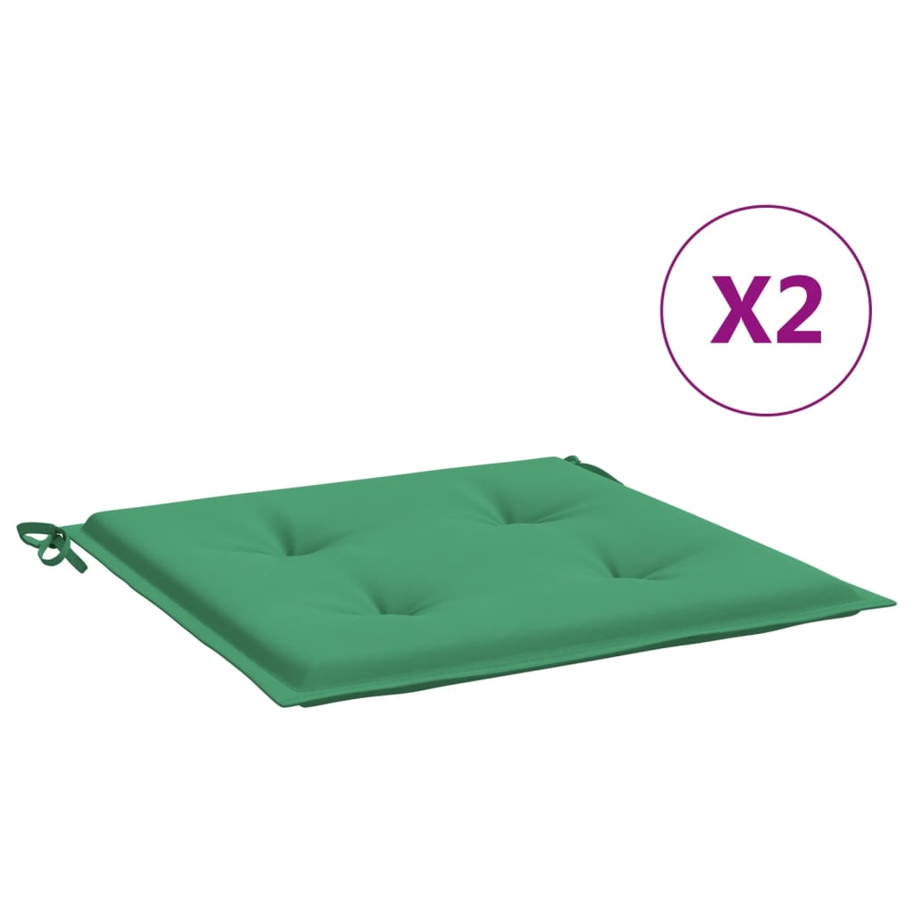 vidaXL Μαξιλάρια Καρέκλας Κήπου 2 τεμ. Πράσινα 50x50x3 εκ. Υφασμάτινα