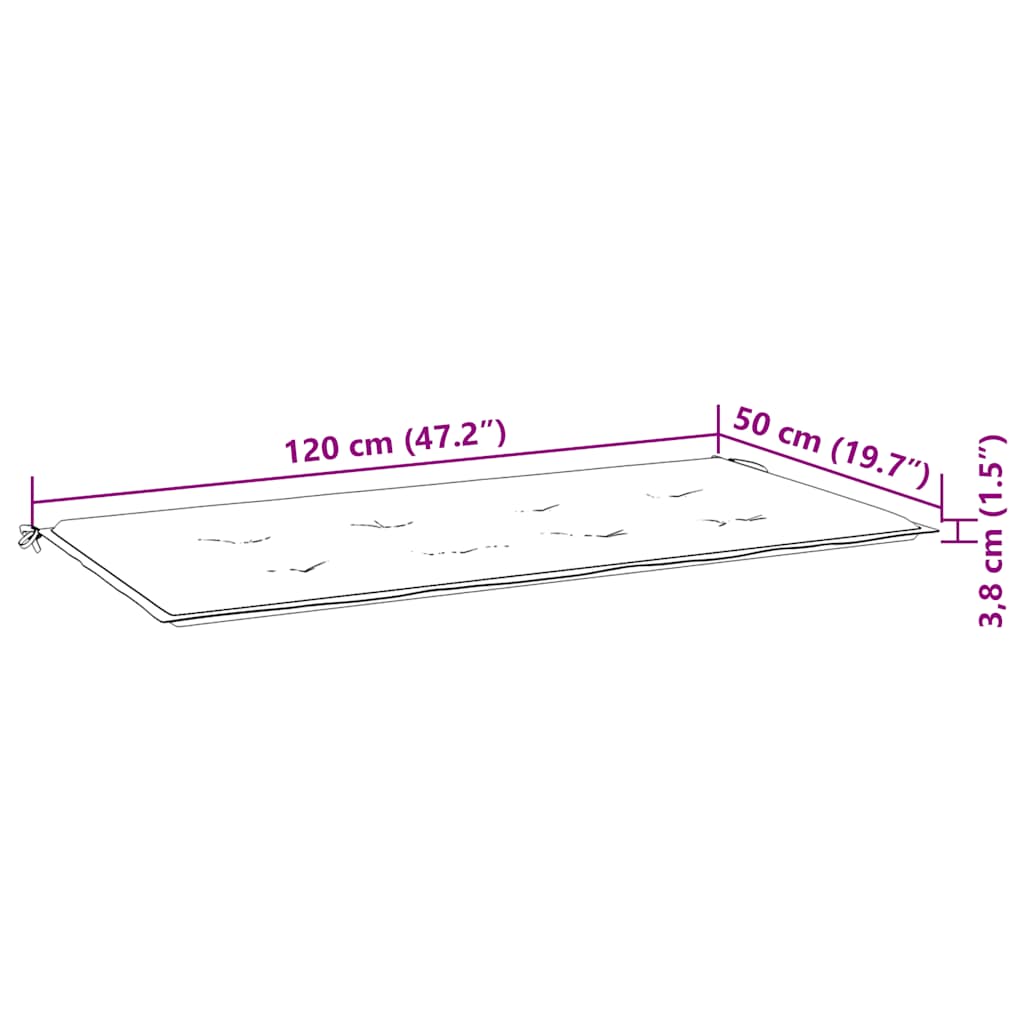 vidaXL Μαξιλάρι Πάγκου Κήπου Μαύρο 120x50x4 εκ. Ύφασμα Oxford