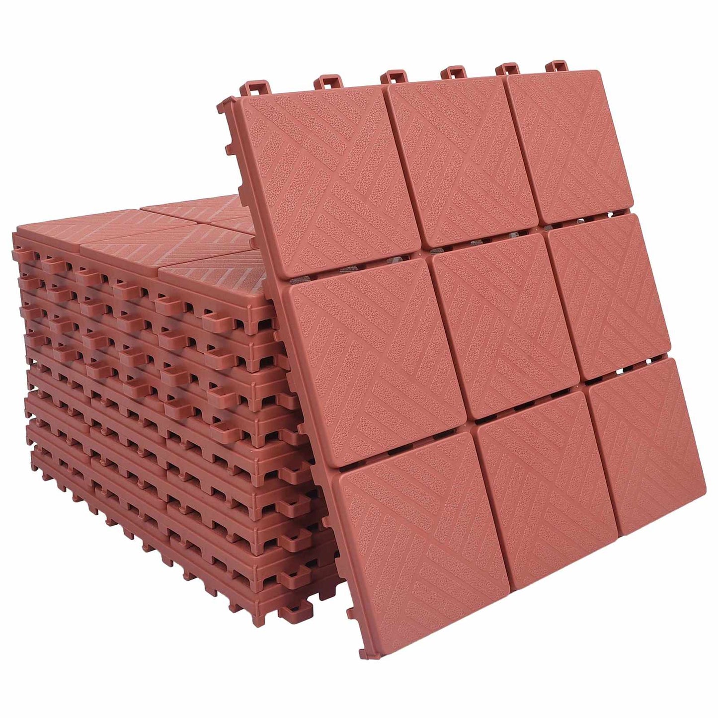 vidaXL Πλάκα Κατασκευής 10 pcs Κόκκινο 30,5 x 30,5 x 2,2 εκ