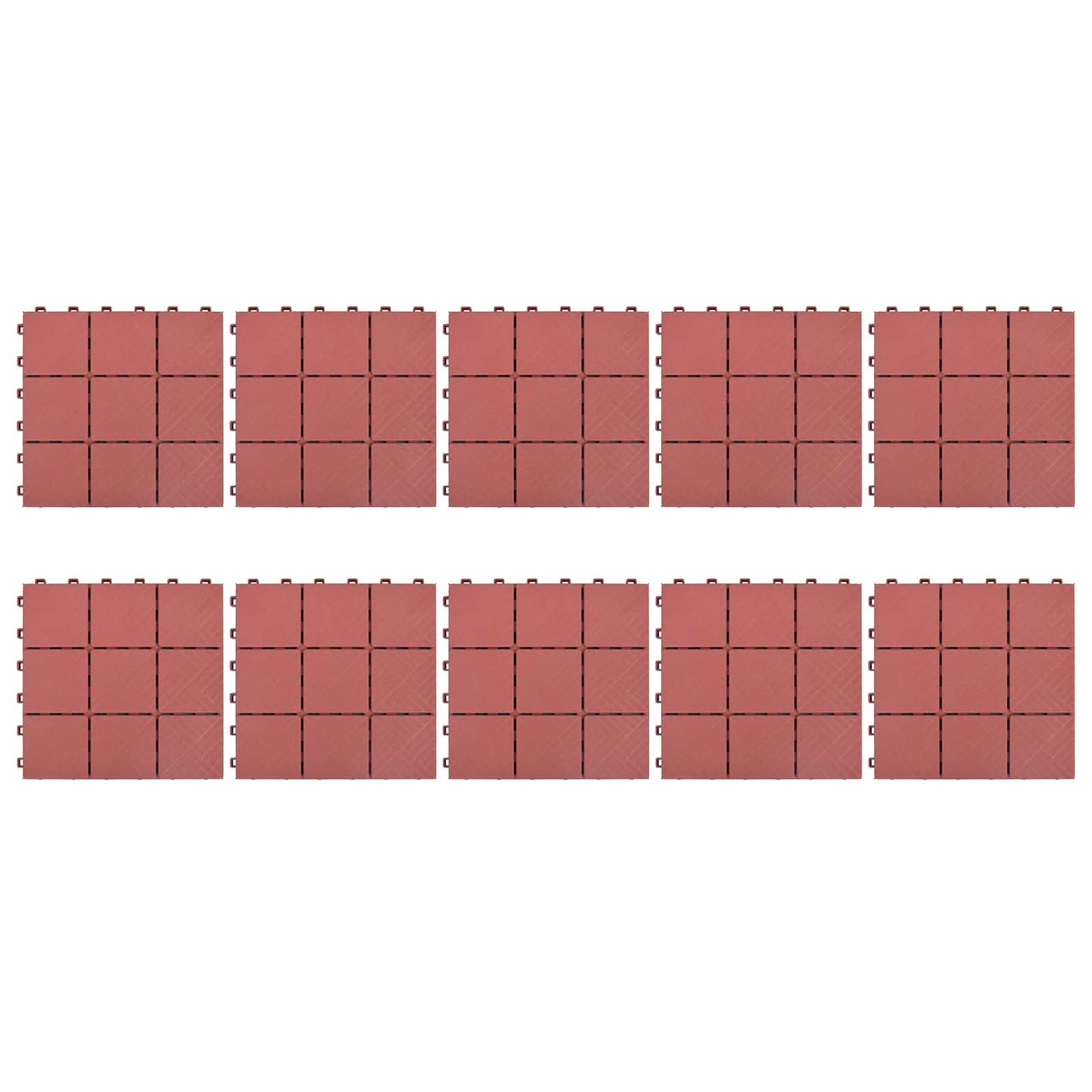 vidaXL Πλάκα Κατασκευής 10 pcs Κόκκινο 30,5 x 30,5 x 2,2 εκ