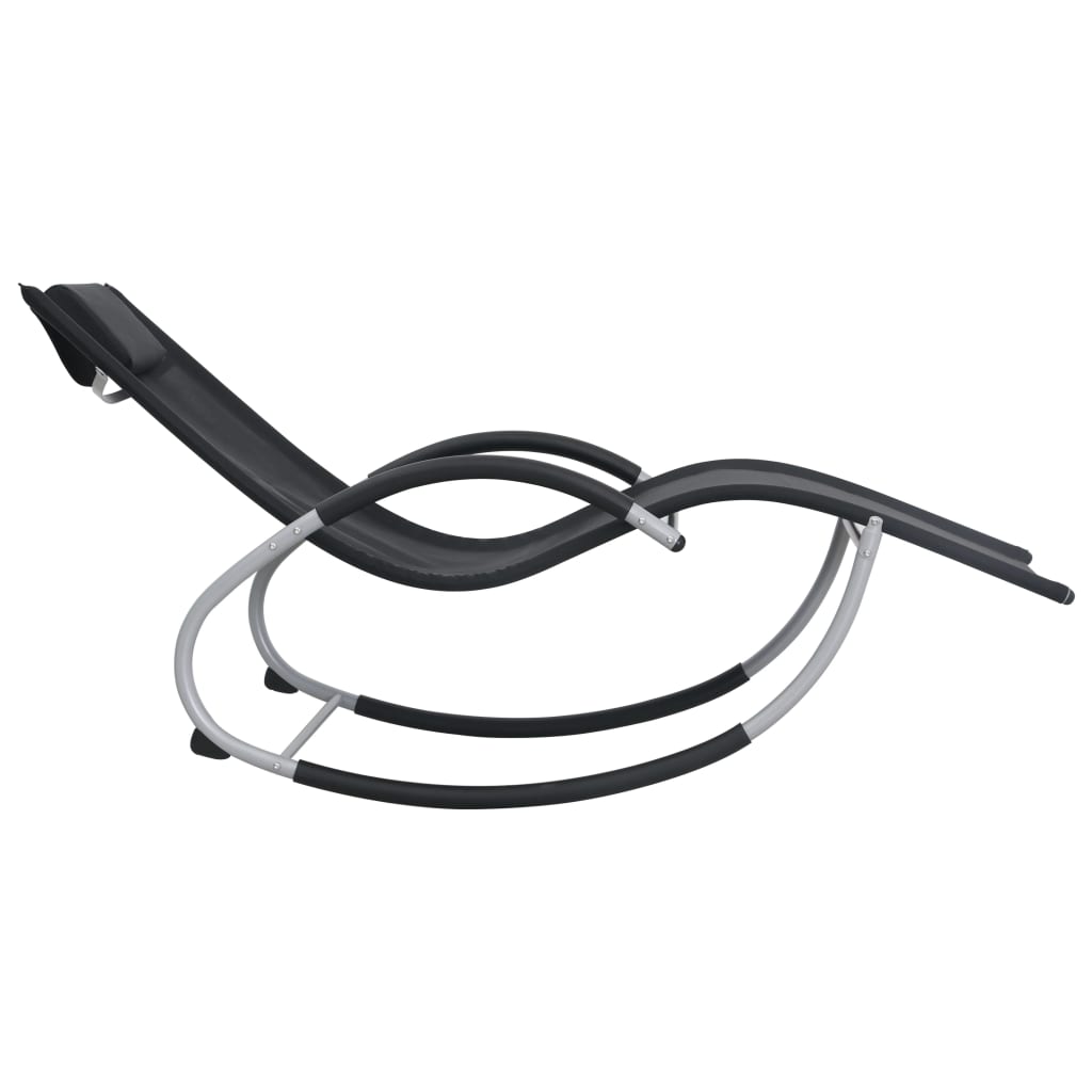 vidaXL Ξαπλώστρα Μαύρη από Textilene με Μαξιλάρι