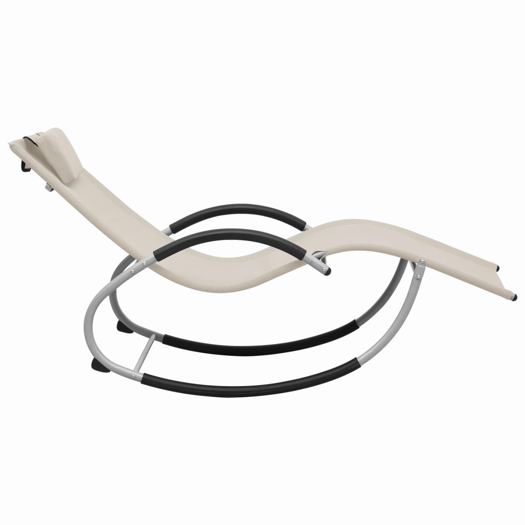 vidaXL Ξαπλώστρα Κρεμ από Textilene με Μαξιλάρι