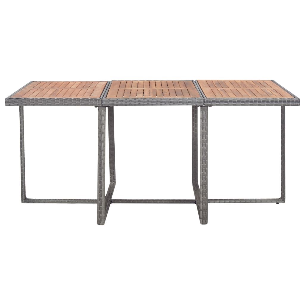 vidaXL Σετ Τραπεζαρίας Εξ. Χώρου 11 τεμ. Ανθρακί Συνθ. Ρατάν/Ακακία