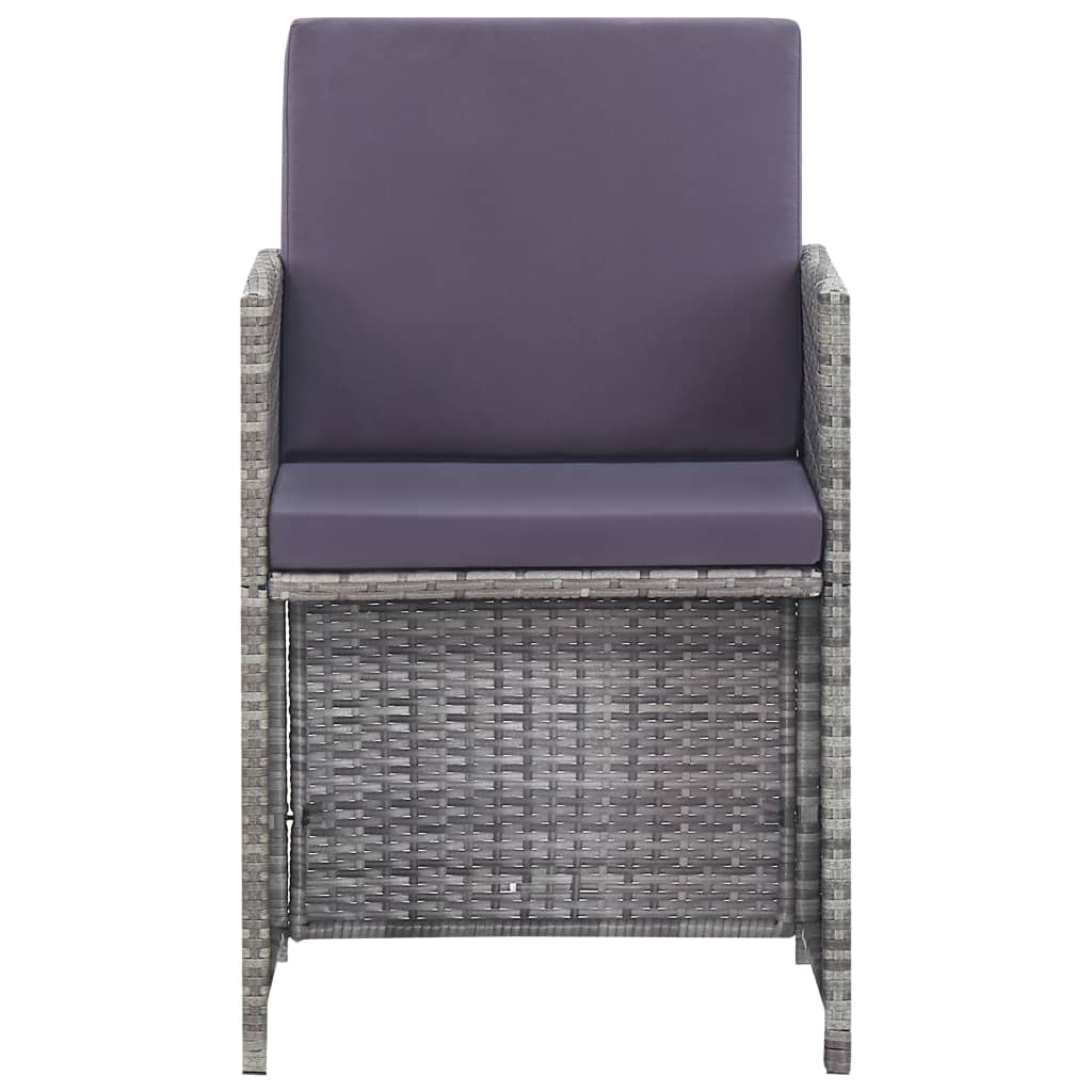 vidaXL Σετ Τραπεζαρίας Εξ. Χώρου 11 τεμ. Γκρι Συνθ. Ρατάν με Μαξιλάρια