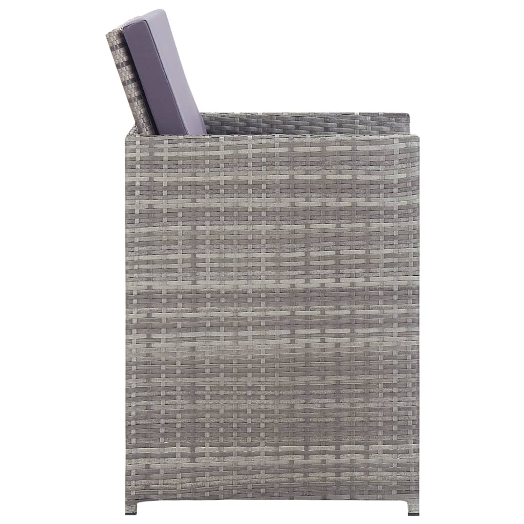 vidaXL Σετ Τραπεζαρίας Εξ. Χώρου 11 τεμ. Γκρι Συνθ. Ρατάν με Μαξιλάρια