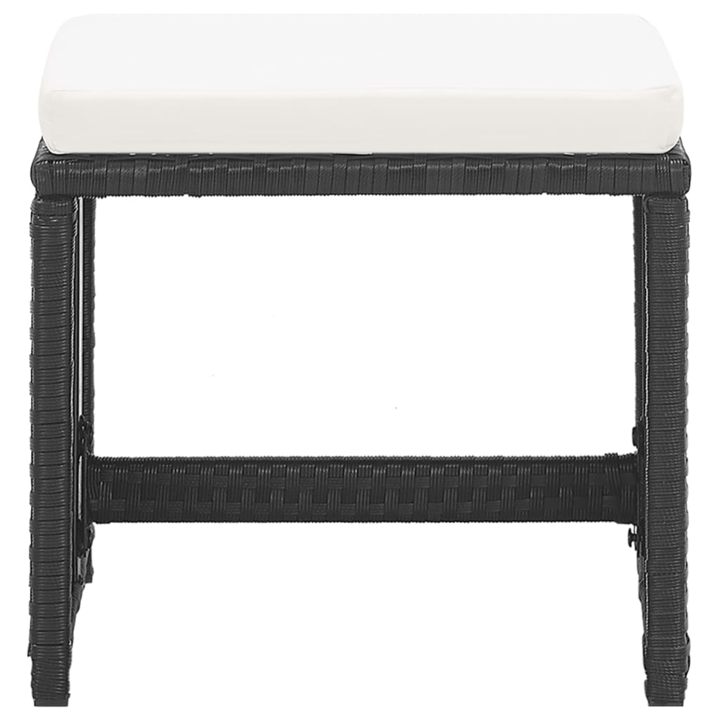 vidaXL Σκαμπό Κήπου 2 τεμ. Μαύρα από Συνθετικό Ρατάν με Μαξιλάρια