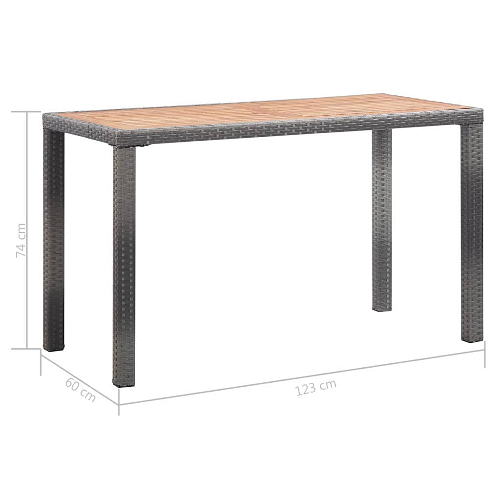 vidaXL Τραπέζι Κήπου Ανθρακί/Καφέ 123x60x74 εκ. από Μασίφ Ξύλο Ακακίας