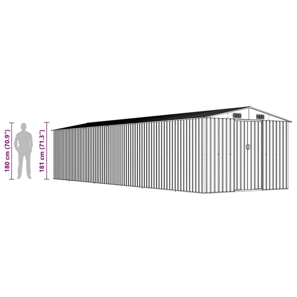 vidaXL Αποθήκη Κήπου Ανθρακί 257 x 990 x 181 εκ. Γαλβανισμένο Ατσάλι