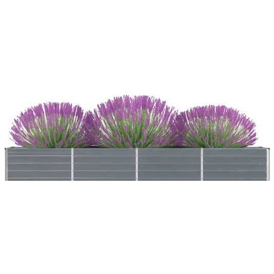 vidaXL Ζαρντινιέρα Υπερυψωμένη Γκρι 320x40x45 εκ. Γαλβανισμ. Χάλυβας