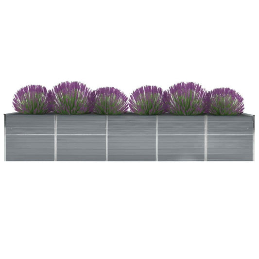 vidaXL Ζαρντινιέρα Υπερυψωμένη Γκρι 400x80x77 εκ. Γαλβαν. Χάλυβας