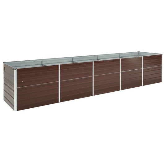 vidaXL Ζαρντινιέρα Υπερυψωμένη Καφέ 400x80x77 εκ. Γαλβαν. Χάλυβας