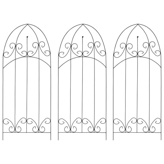 vidaXL Στηρίγματα για Αναρριχώμενα Φυτά 3 τεμ. Μαύρα 40x100 εκ. Σίδερο