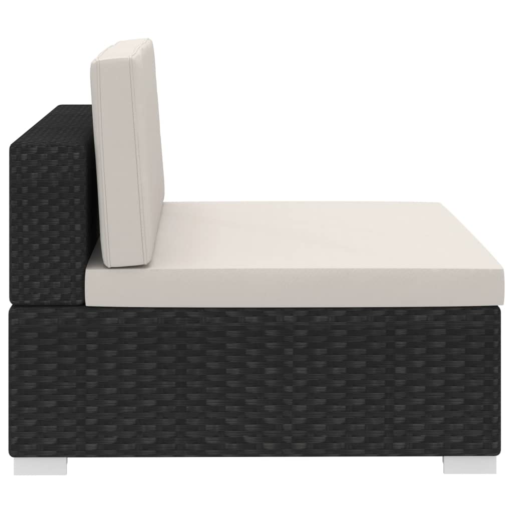 vidaXL Σετ Καναπέ Κήπου 3 Τεμαχίων Μαύρο Συνθετικό Ρατάν με Μαξιλάρια