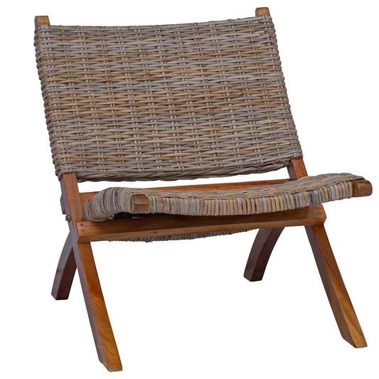 vidaXL Καρέκλα από Φυσικό Ρατάν Kubu και Μασίφ Μαόνι