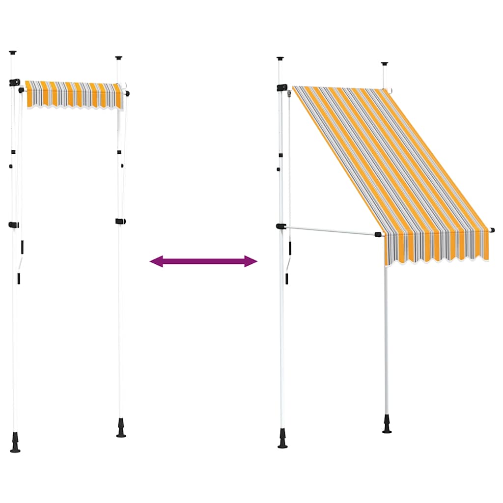 vidaXL Τέντα Συρόμενη Χειροκίνητη Κίτρινη με Μπλε Ρίγες 100 εκ.