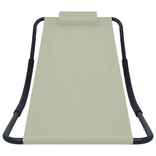 vidaXL Ξαπλώστρα - Κρεβάτι Κήπου Κρεμ 200 x 90 εκ. από Ατσάλι