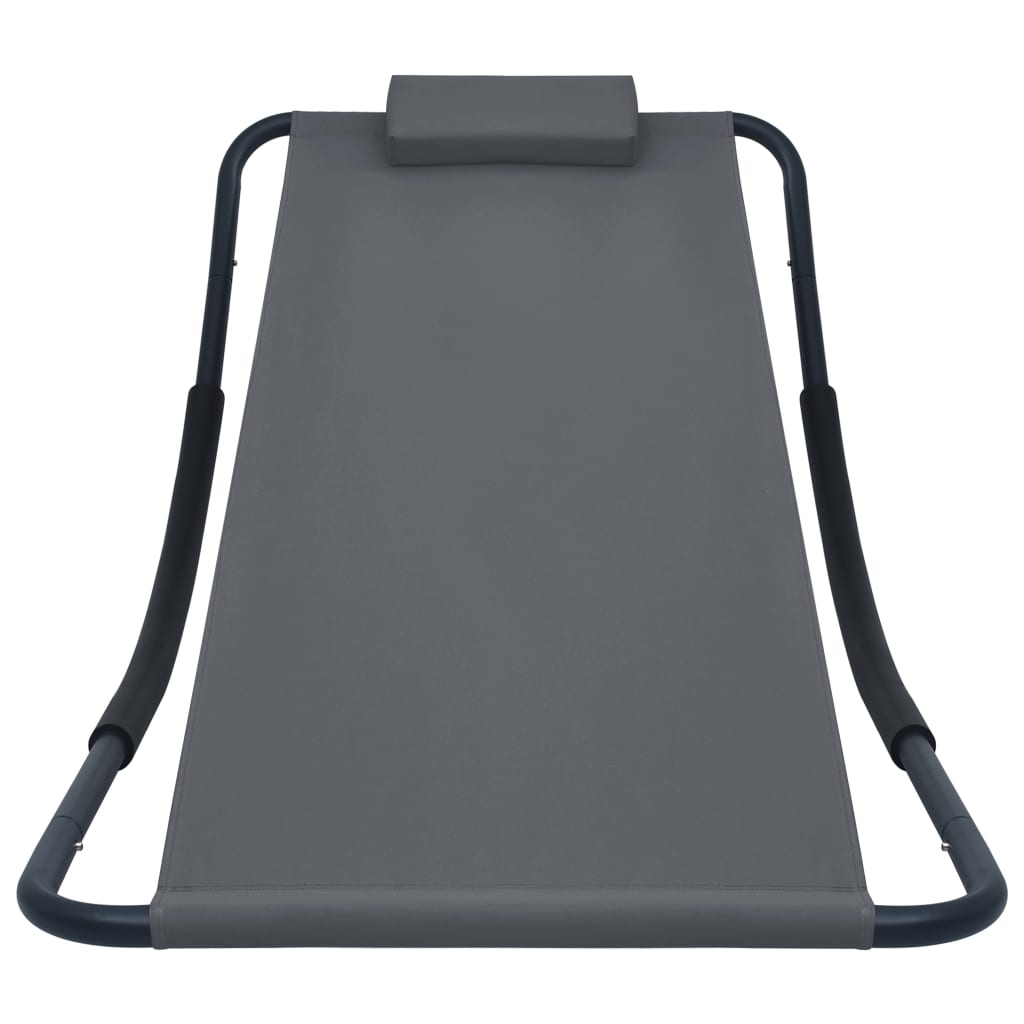 vidaXL Ξαπλώστρα - Κρεβάτι Κήπου Γκρι 200 x 90 εκ. από Ατσάλι