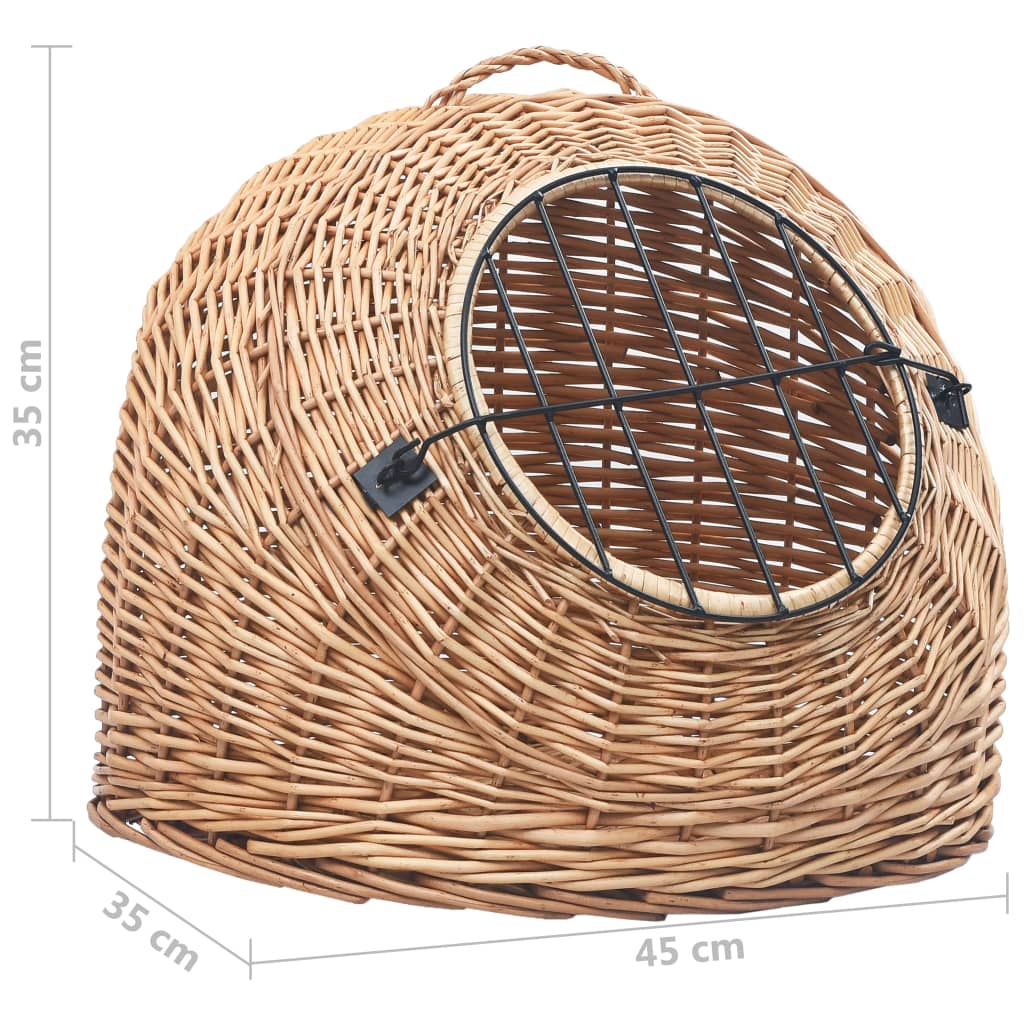 vidaXL Καλάθι Μεταφοράς Γάτας 45 x 35 x 35 εκ. από Φυσικό Ξύλο Ιτιάς