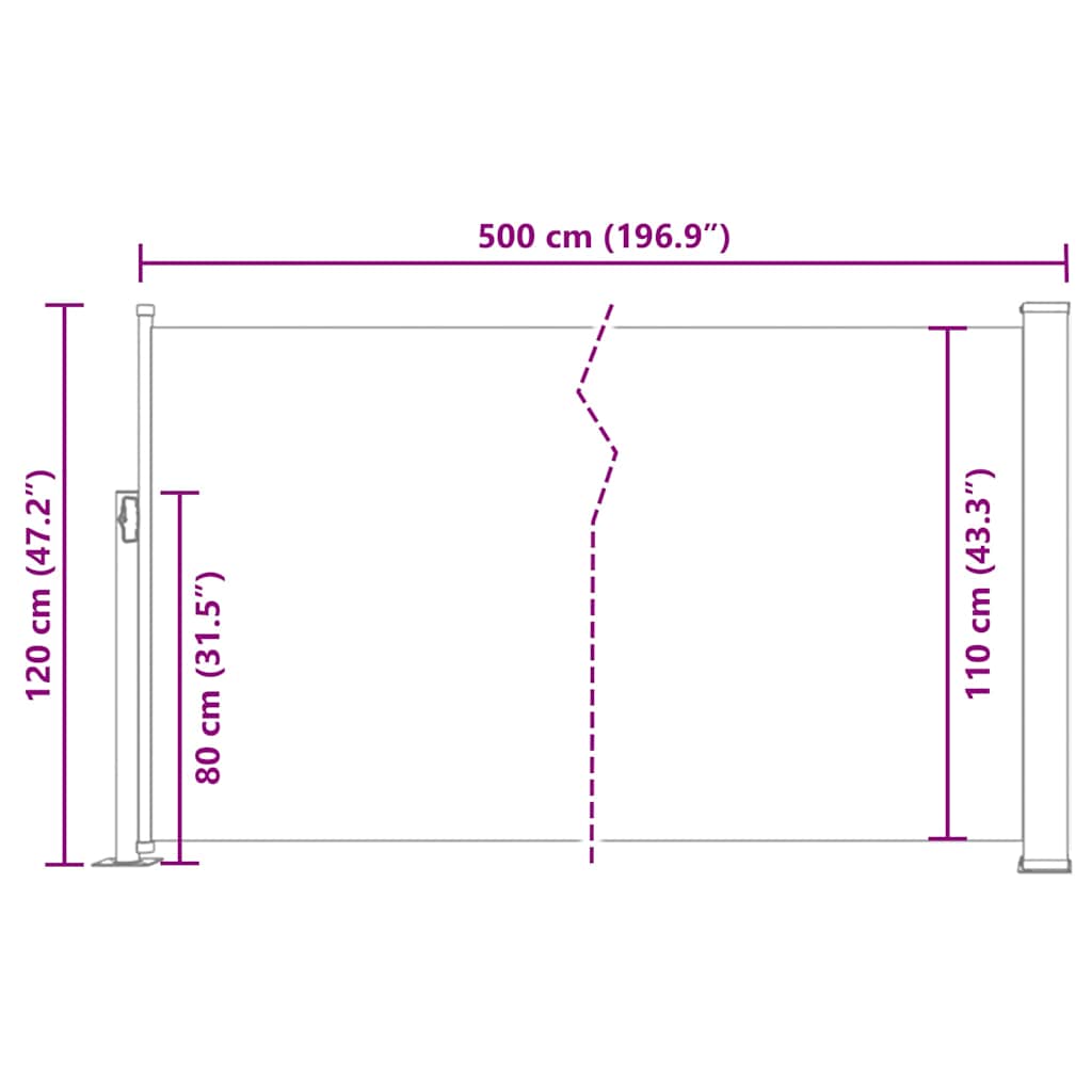 vidaXL Σκίαστρο Πλαϊνό Συρόμενο Βεράντας Μπλε 120 x 500 εκ.