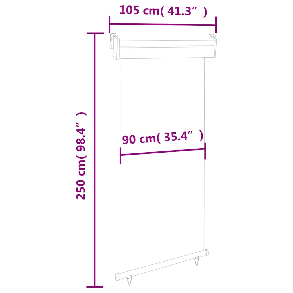vidaXL Σκίαστρο Βεράντας Πλαϊνό Μαύρο 105 x 250 εκ.