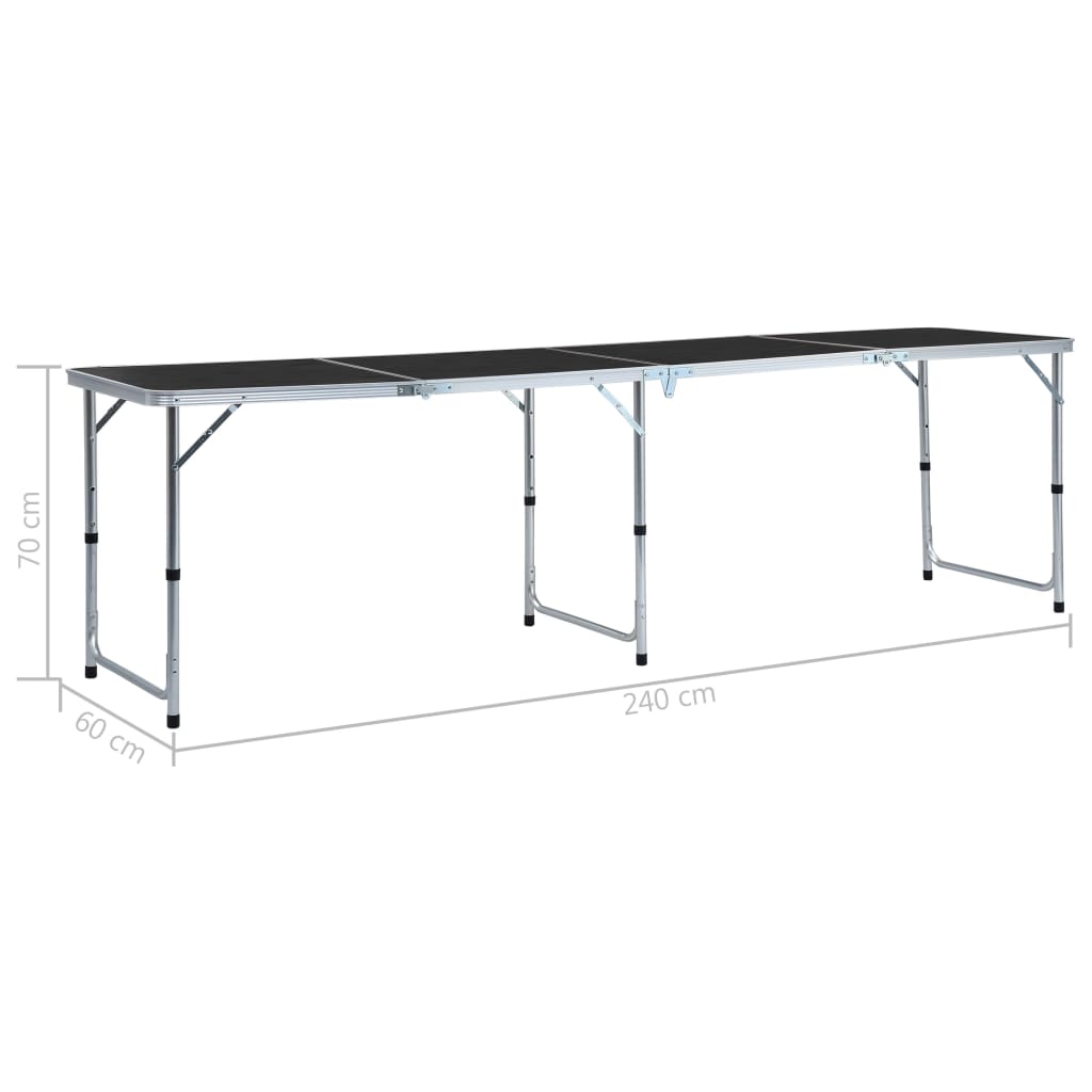 vidaXL Τραπέζι Κάμπινγκ Πτυσσόμενο Γκρι 240 x 60 εκ. Αλουμινίου