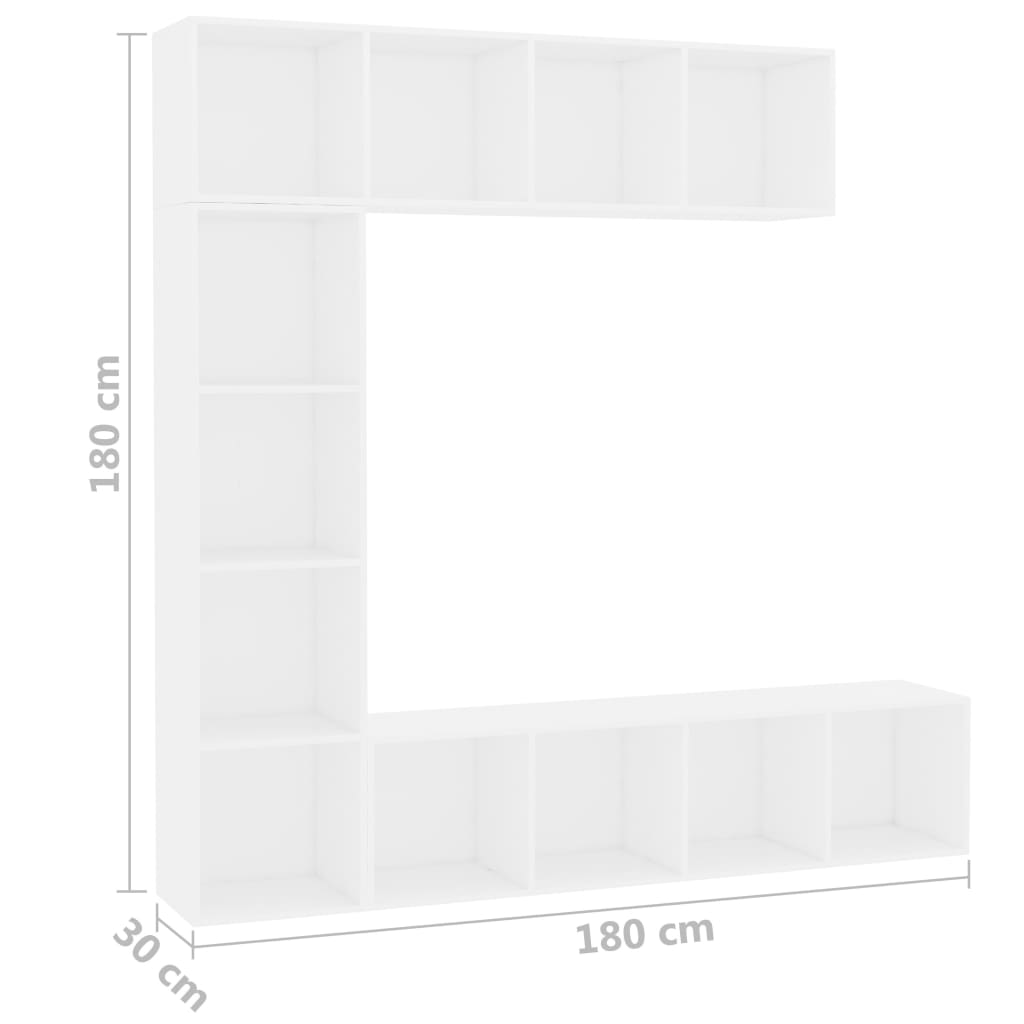 vidaXL Έπιπλο TV / Βιβλιοθήκη Σετ 3 τεμ. Λευκό 180 x 30 x 180 εκ.