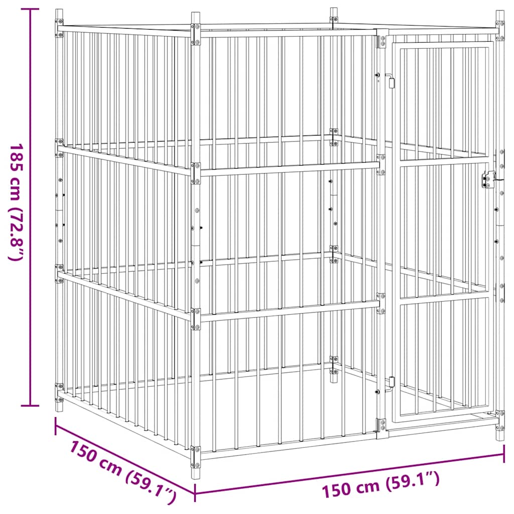 vidaXL Κλουβί Σκύλου Εξωτερικού Χώρου 150 x 150 x 185 εκ.