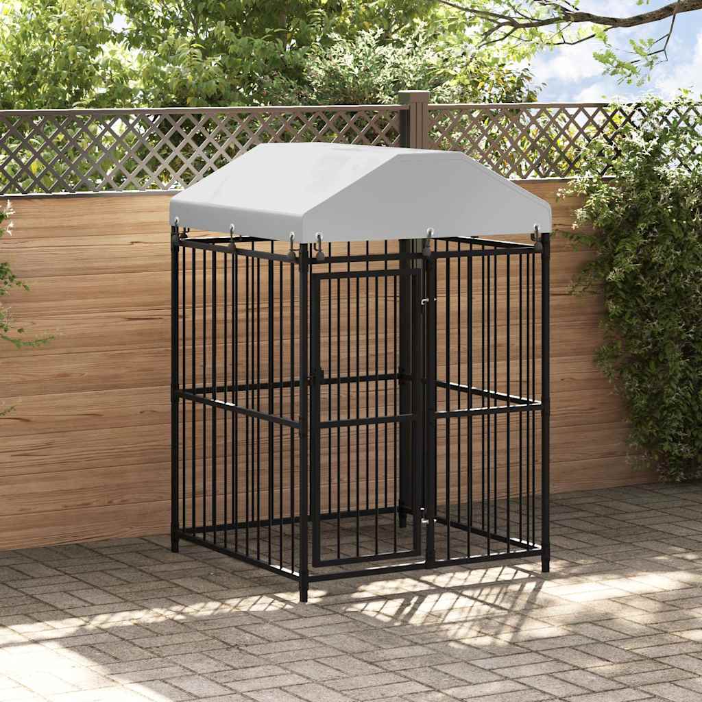 vidaXL Κλουβί Σκύλου Εξωτερικού Χώρου 120 x 120 x 150 εκ. με Στέγαστρο