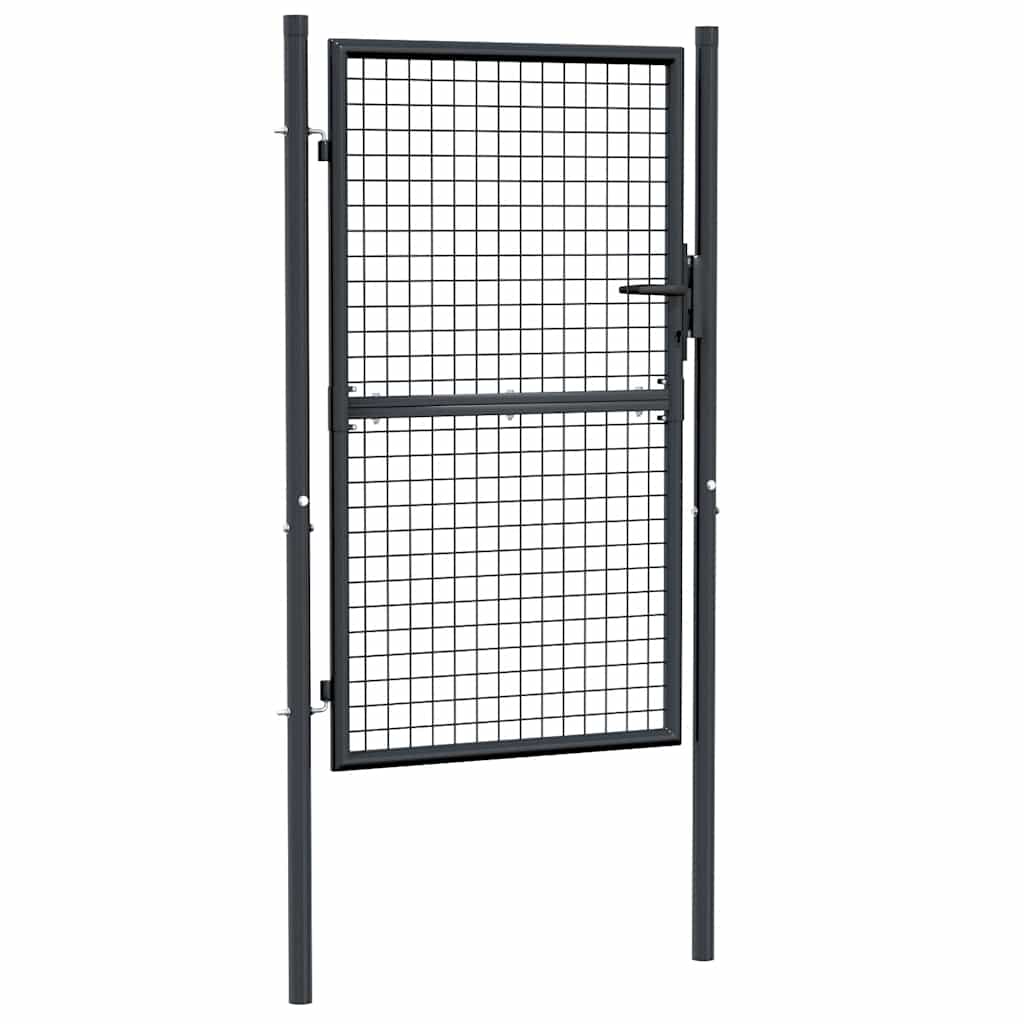 vidaXL Πόρτα Κήπου με Πλέγμα Γκρι 100x150 εκ. από Γαλβανισμένο Ατσάλι