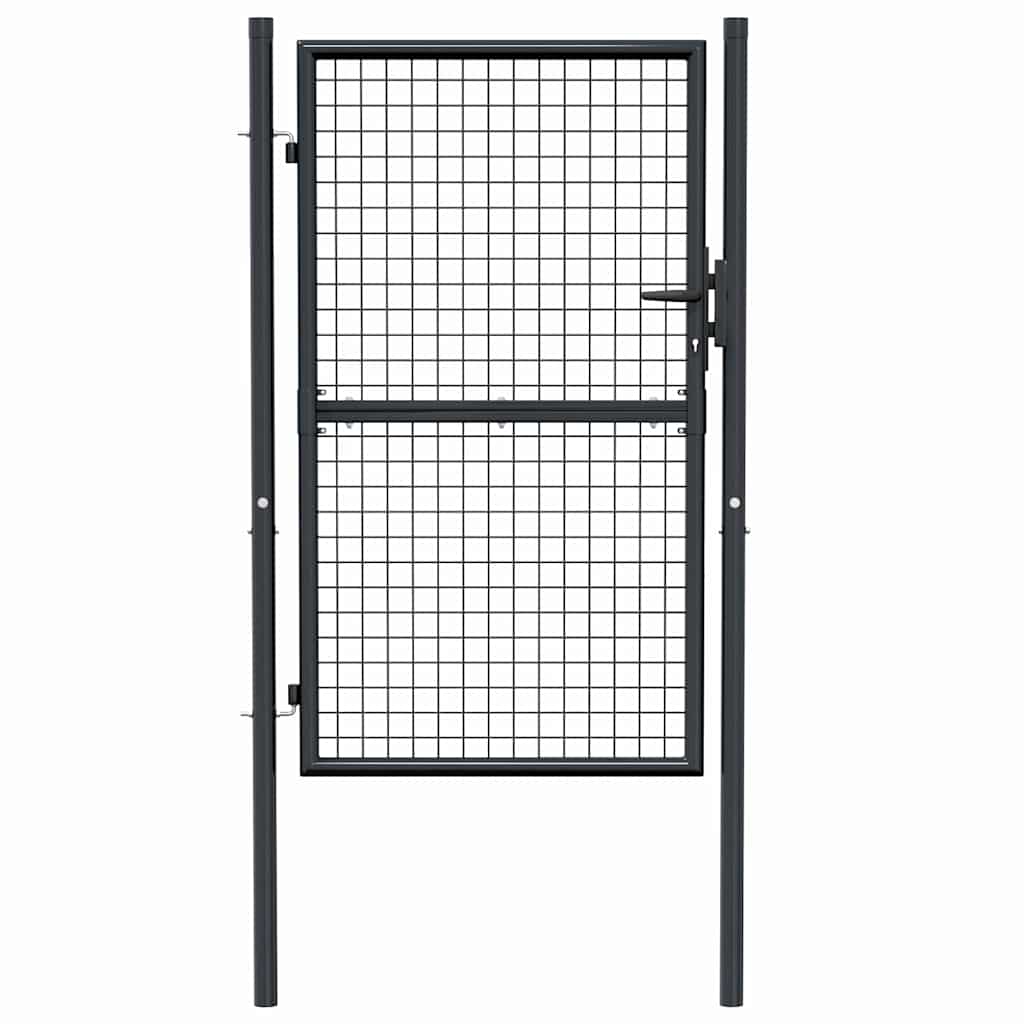 vidaXL Πόρτα Κήπου με Πλέγμα Γκρι 100x150 εκ. από Γαλβανισμένο Ατσάλι