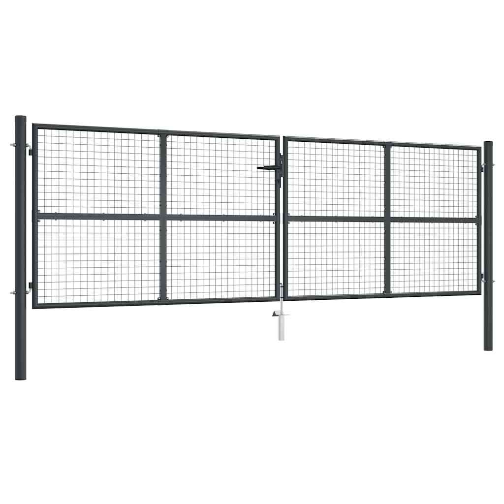vidaXL Πόρτα Κήπου με Πλέγμα Γκρι 400x125 εκ. από Γαλβανισμένο Ατσάλι