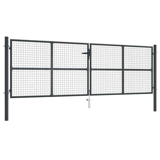 vidaXL Πόρτα Κήπου με Πλέγμα Γκρι 400x125 εκ. από Γαλβανισμένο Ατσάλι