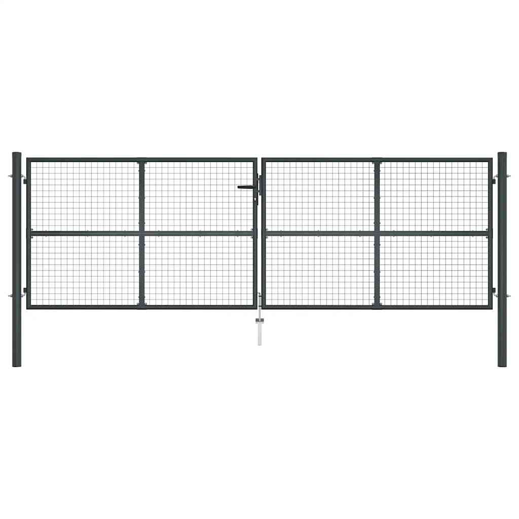 vidaXL Πόρτα Κήπου με Πλέγμα Γκρι 400x125 εκ. από Γαλβανισμένο Ατσάλι