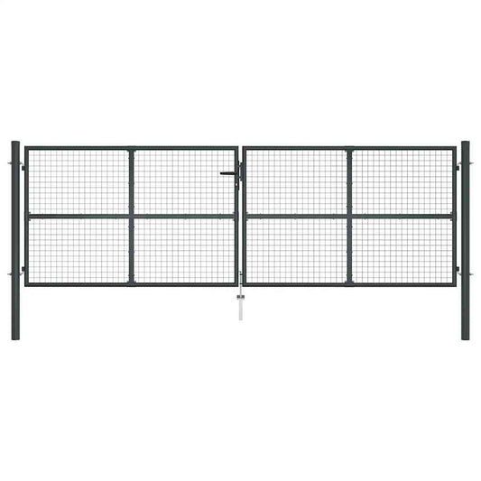 vidaXL Πόρτα Κήπου με Πλέγμα Γκρι 400x125 εκ. από Γαλβανισμένο Ατσάλι