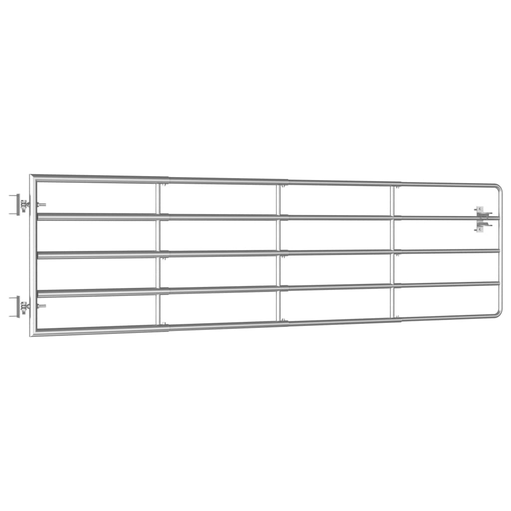 vidaXL Πόρτα Αγροκτήματος με 5 Μπάρες Ασημί (115-300)x90 εκ. Ατσάλινη