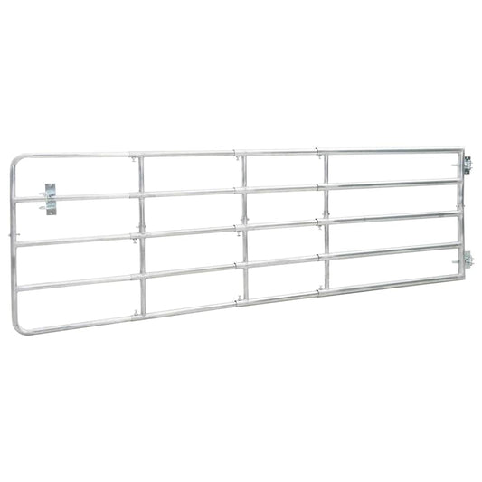 vidaXL Πόρτα Αγροκτήματος με 5 Μπάρες Ασημί (150-400)x90 εκ. Ατσάλινη