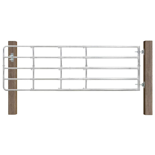 vidaXL Πόρτα Αγροκτήματος με 5 Μπάρες Ασημί (150-400)x90 εκ. Ατσάλινη