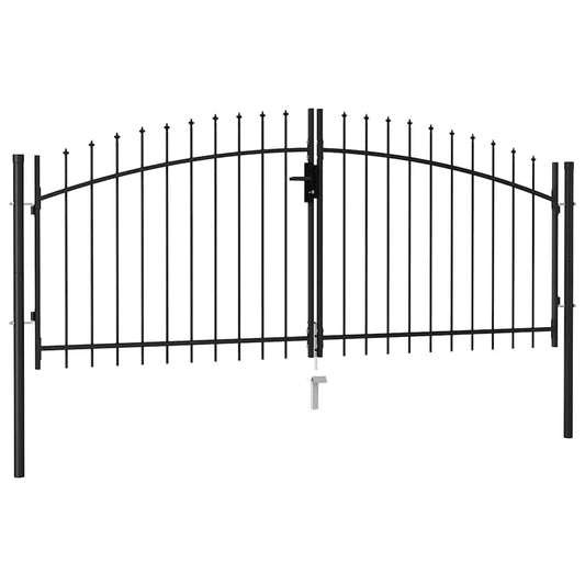 vidaXL Καγκελόπορτα Διπλή με Ακίδες Μαύρη 3 x 1,25 μ. Ατσάλινη